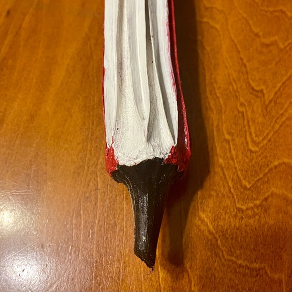 HAND PAINTED homemade Dried Okra Santa Ornament approx.9" - old fashioned charm! - Picture 4 of 6
